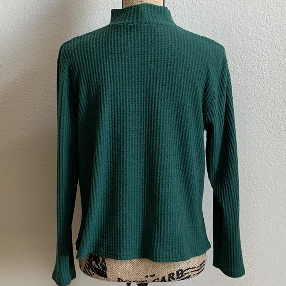KIM & CAMI Hunter Green Waffle Mock Turtleneck - Picture 3 of 5